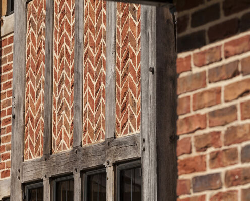 Oak frame brickwork