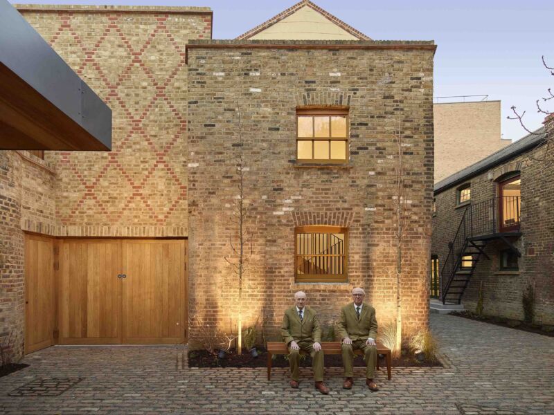 3 Courtyard View with GG Photo by Prudence Cuming The Gilbert George Centre